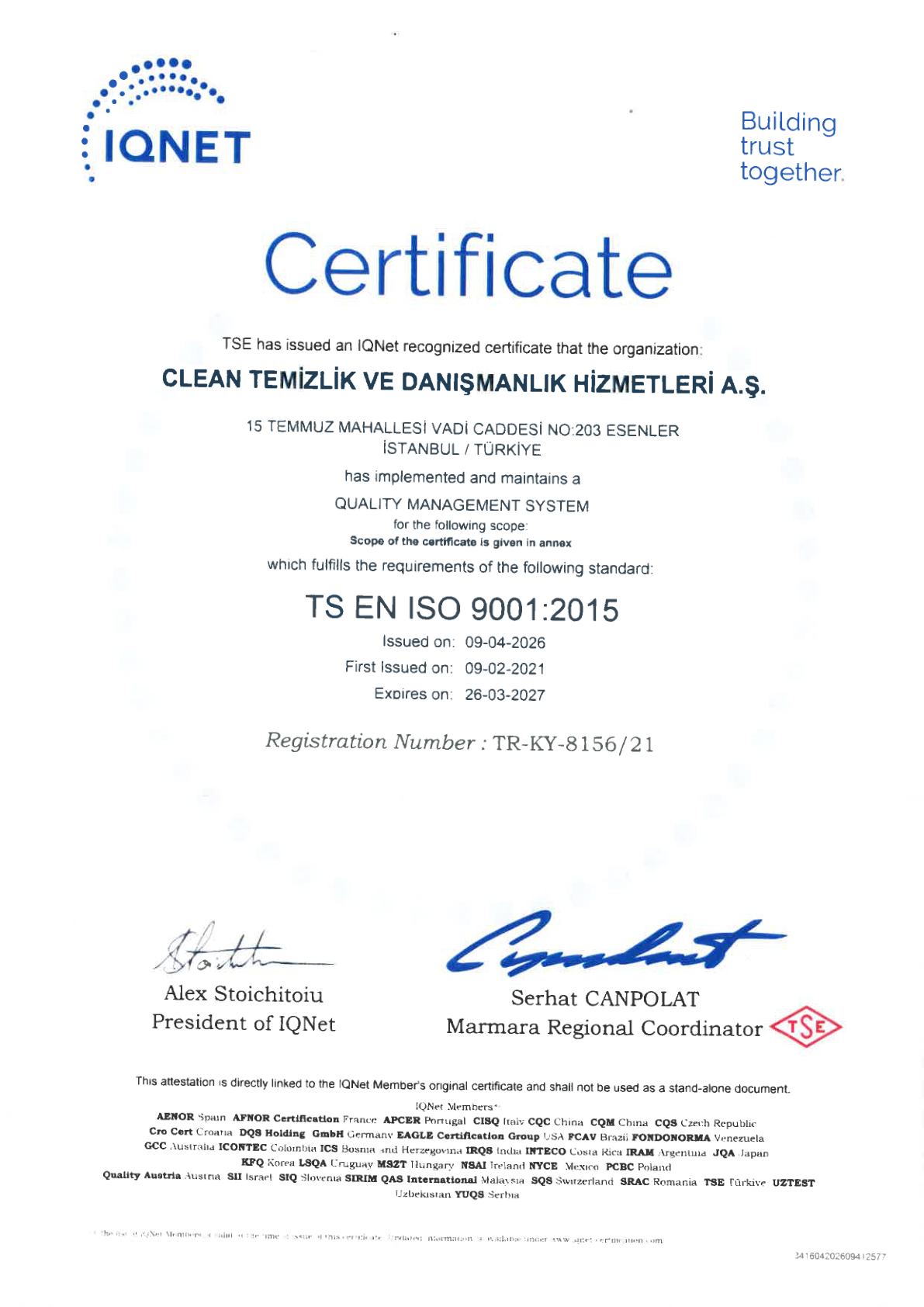 TS EN ISO 9001:2015 — Sertifika detay sayfası 3.